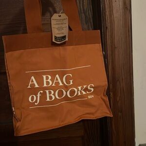 Barnes and Noble Tote Bag Orange Canvas NWT pockets